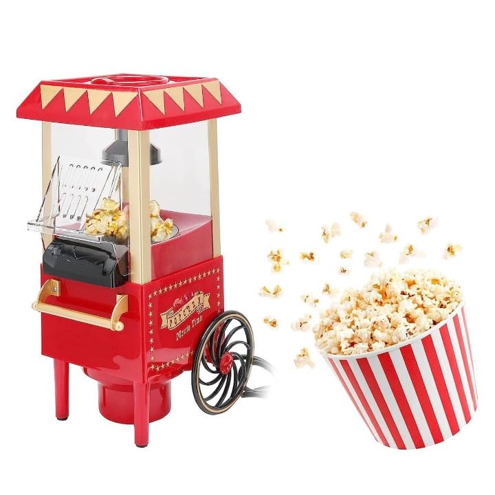 SHOPECOM SHOPECOM Big Popcorn Maker Machine Popcorn Machine Vintage Collection Hot Air Electric Popcorn Maker Automatic Instant Popcorn Maker Stylish Design 1200Watts Electric Popcorn Maker Machine For Home  - Image 1