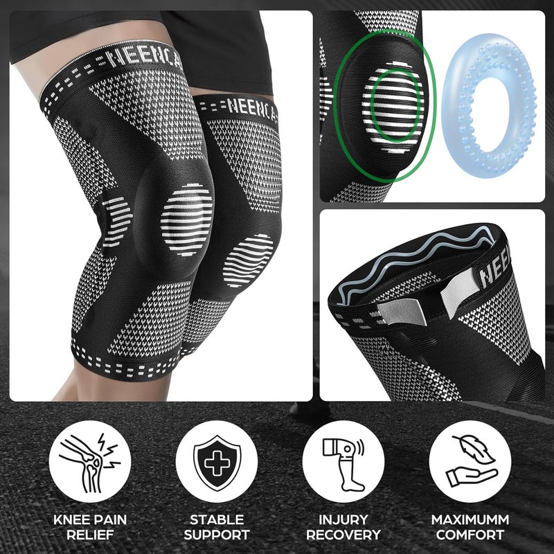 NEENCA Professional Knee Brace for Pain Relief, Medical Knee Support with Patella Pad & Side Stabilizers, Compression Knee Sleeve for Meniscus Tear, ACL, Joint Pain, Runner, Workout (Black, XXX-Large) - Image 3