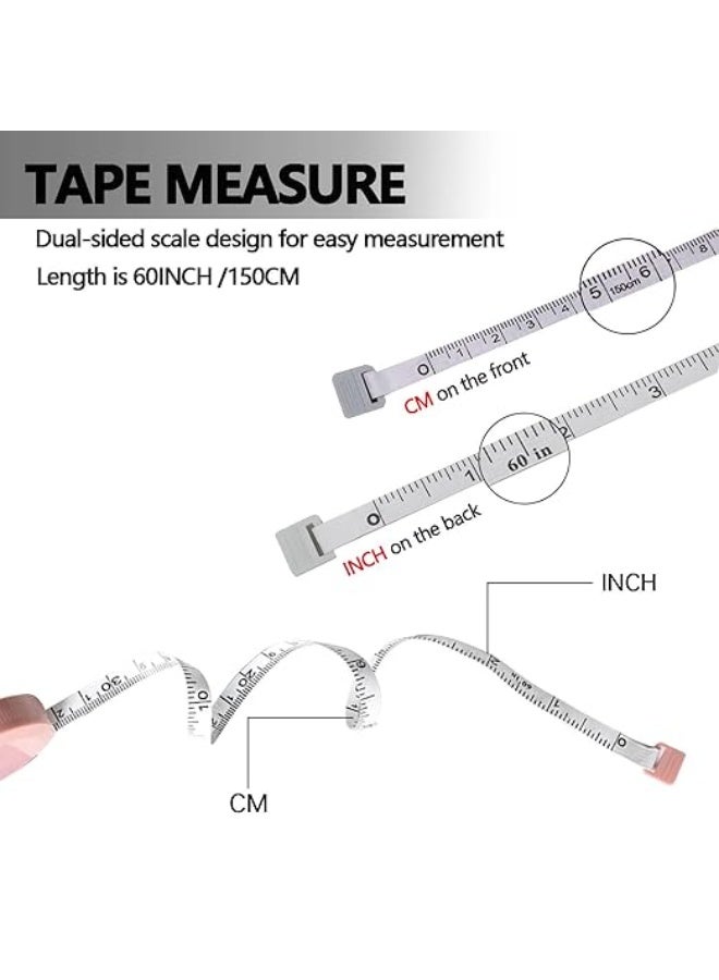 3 Pack Tape Measures Retractable Measuring Tape for Body, 60-Inch 1.5 Meter Dual Sided Flexible Ruler for Craft Fabric Cloth Sewing Tailor Weight Loss Body Measuring Tape (Macaron Blue, Pink, Green) - Image 4