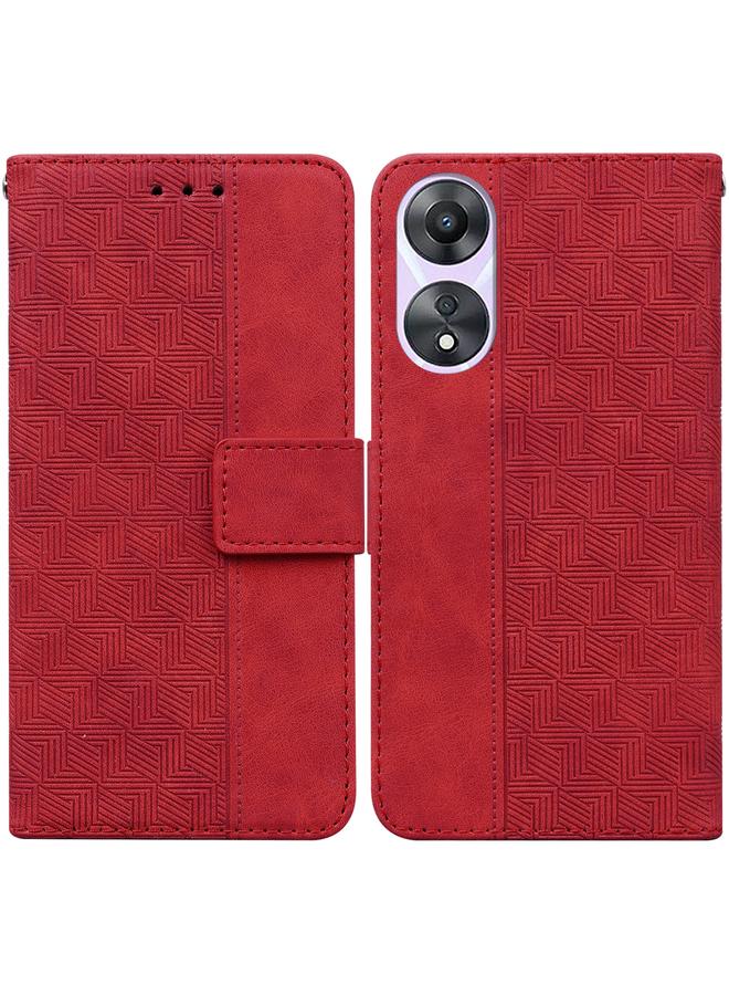 اس-توب جراب هاتف OPPO A58 من الجلد المنقوش هندسيًا - Image 1