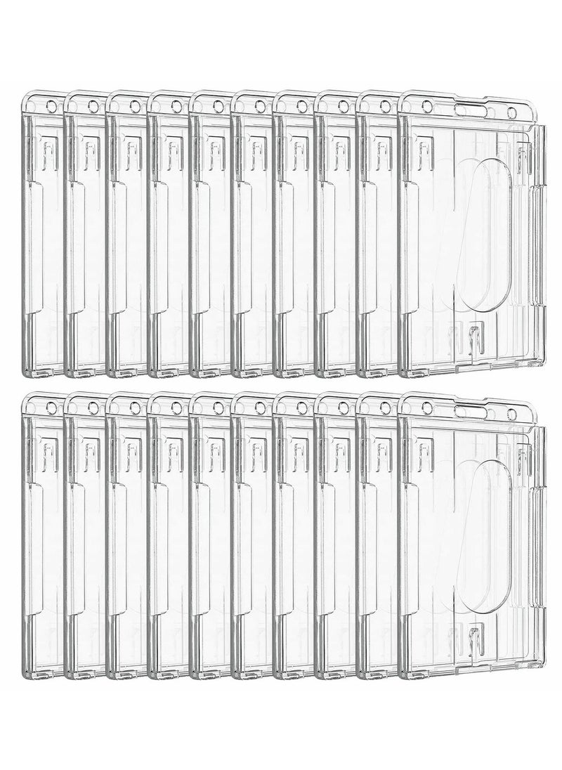 Excefore Vertical 2-Card Badge Holder with Thumb Slot Hard Transparent PC Case Protector for Office School IDs Credit Cards Driver’s Licenses and Passes, 20 Pack  - Image 1