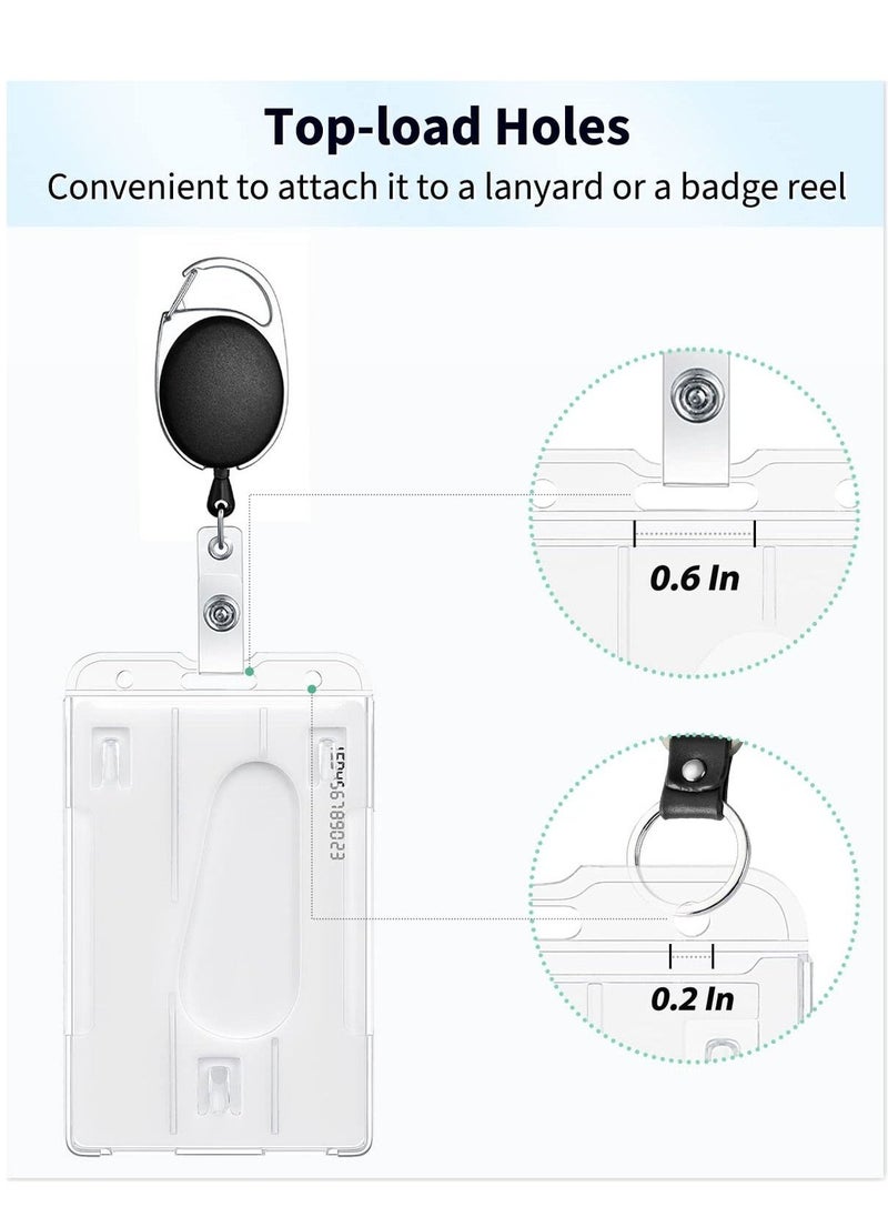 Excefore Vertical 2-Card Badge Holder with Thumb Slot Hard Transparent PC Case Protector for Office School IDs Credit Cards Driver’s Licenses and Passes, 20 Pack  - Image 5