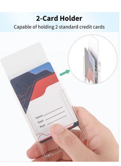 Excefore Vertical 2-Card Badge Holder with Thumb Slot Hard Transparent PC Case Protector for Office School IDs Credit Cards Driver’s Licenses and Passes, 20 Pack  - Image 2