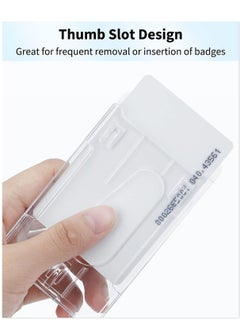 Excefore Vertical 2-Card Badge Holder with Thumb Slot Hard Transparent PC Case Protector for Office School IDs Credit Cards Driver’s Licenses and Passes, 20 Pack  - Image 3