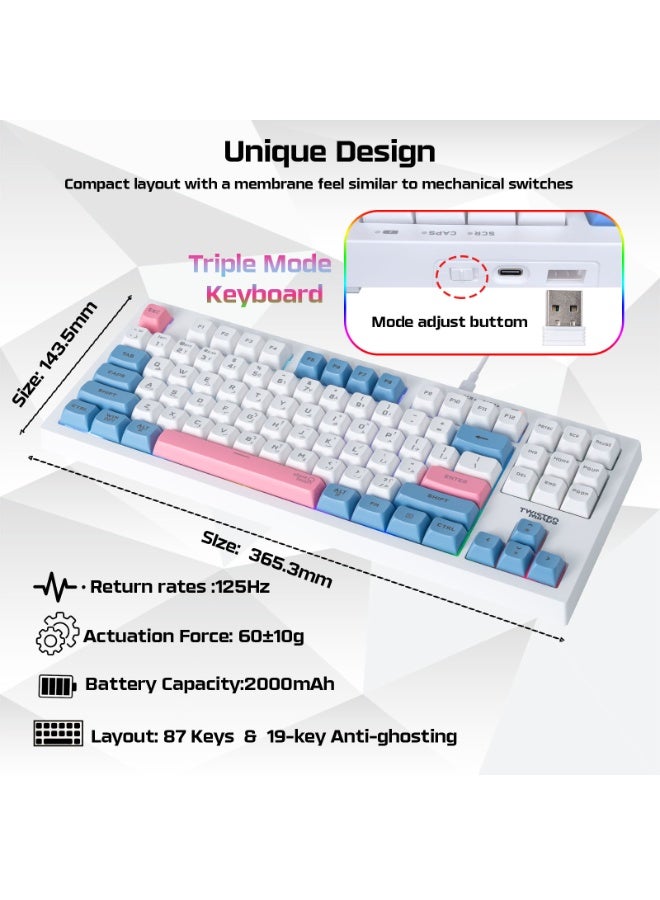 TWISTED MINDS TWISTEDMINDS Spectrum Pro Series TM-MK75-WL 75% Compact (87-Key) Wireless Membrane Keyboard | English Layout | RGB Backlit | Triple-Mode (USB-C Wired / 2.4 GHz/Bluetooth) | 19-Key Anti-Ghosting - Image 5