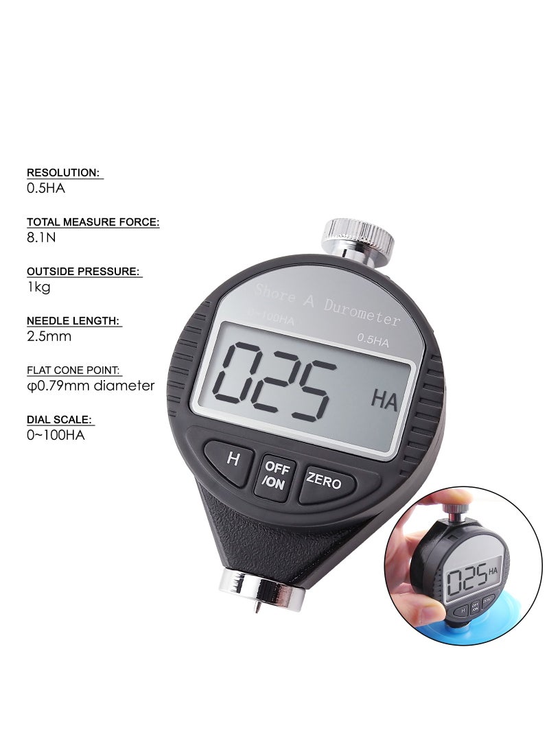 GAIN EXPRESS Gain Express Durometer Tester Shore A Hardness Tester, Rubber Tire Durometer Gauge 0~100HA Digital Hardness Meter with Large LCD Display  - Image 5