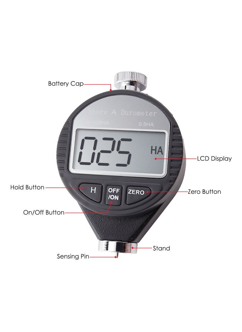 GAIN EXPRESS Gain Express Durometer Tester Shore A Hardness Tester, Rubber Tire Durometer Gauge 0~100HA Digital Hardness Meter with Large LCD Display  - Image 4