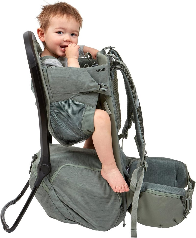Thule Sapling Child Carrier Backpack  Machine Washable Seat  SelfStanding Frame  Adjustable padded straps for parents  Ergonomic seat with underleg support for child  UPF 50 Sunshade - Image 4