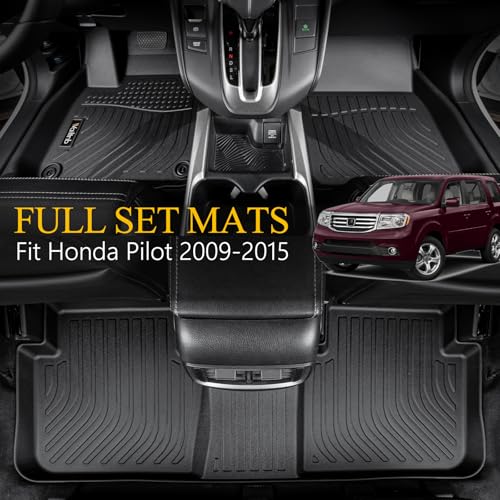 Wailtnb- Floor Mats & Cargo Mats Set Fit Honda Pilot 2015-2009 All Weather Floor Liners for 2015 2014 2013 2012 2021 2010 2009 Pilot Trunk Liner for Honda Pilot Full Sets Accessories - Image 2