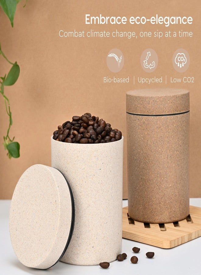Eha Earth Friendly Canister With Air Tight Lid | Food Storage Container Jars Set Of 2 | Made With Rice Husk And Bamboo Fibers | 700Ml | Sand Castle-Tortilla,Multicolor - Image 3