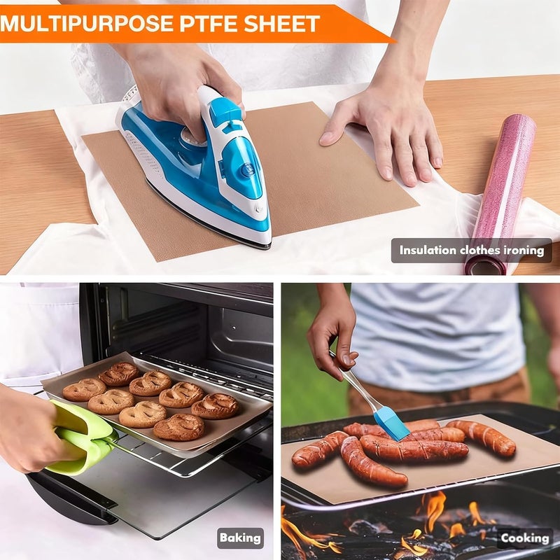 YRYM HT 3 Pack PTFE Sheet for Heat Press - 16" x 12" Non Stick PTFE Sheets Heat Transfer Paper Washable Reusable Heat Resistant Baking Sheets Craft Mat - Image 5