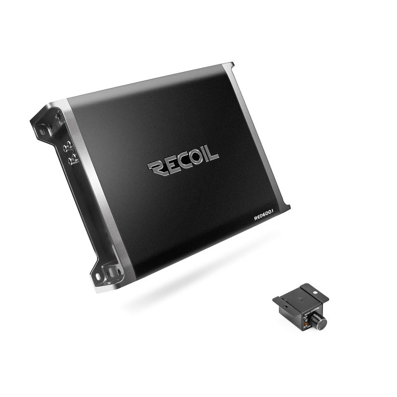 Recoil RED6001 1320 Watts ClassD Car Audio MonoBlock Subwoofer Amplifier 1 Ohm Stable Remote Bass Knob Included
