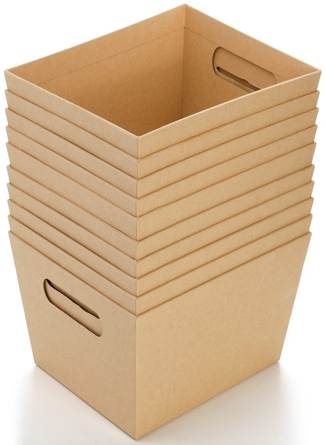 DEAYOU 10 Pack Gift Basket Empty, 10" x 8" Kraft Basket With Handle, 5 LB Cardboard Gift Baskets Market Tray, Large Brown Paper Baskets Holder Container for Wine, DIY, Food, Snacks, Crafts, Easter - Image 4