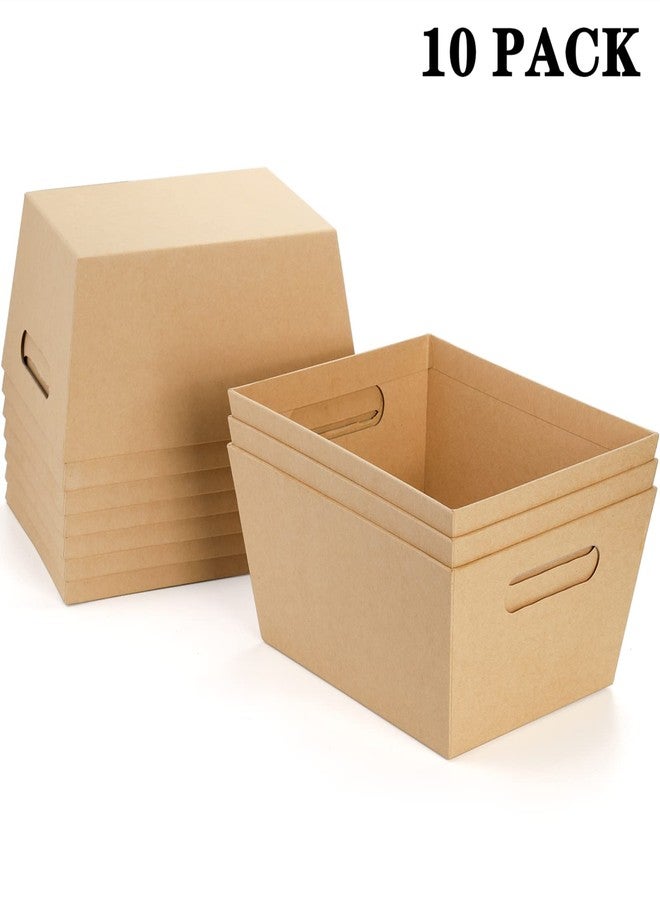 DEAYOU 10 Pack Gift Basket Empty, 10" x 8" Kraft Basket With Handle, 5 LB Cardboard Gift Baskets Market Tray, Large Brown Paper Baskets Holder Container for Wine, DIY, Food, Snacks, Crafts, Easter - Image 5