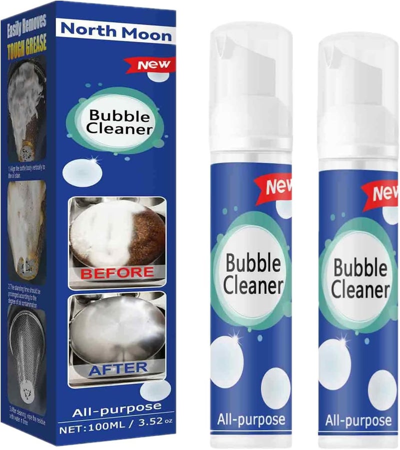 كلاراكو بخاخ منظف الفقاعات نورث مون من كلاركو - منظف الفقاعات متعدد الأغراض من نورث مون، بخاخ تنظيف رغوي بيداك لا يحتاج إلى شطف، فعال في إزالة بقع المطبخ (قطعتان) - Image 1