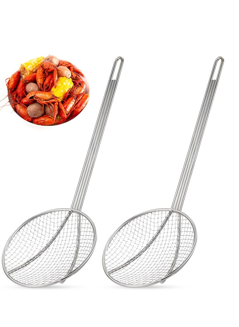 SYOSI - 2 Pcs Stainless Steel Round Skimmer, 16 Inch Nickel Plated Wire Stainless Steel Food Strainer Skimmer Spoon Kitchen Spider Skimmer Strainer With Handle, for Cooking Deep Fryer, Pasta, Egg, Fat - Image 1