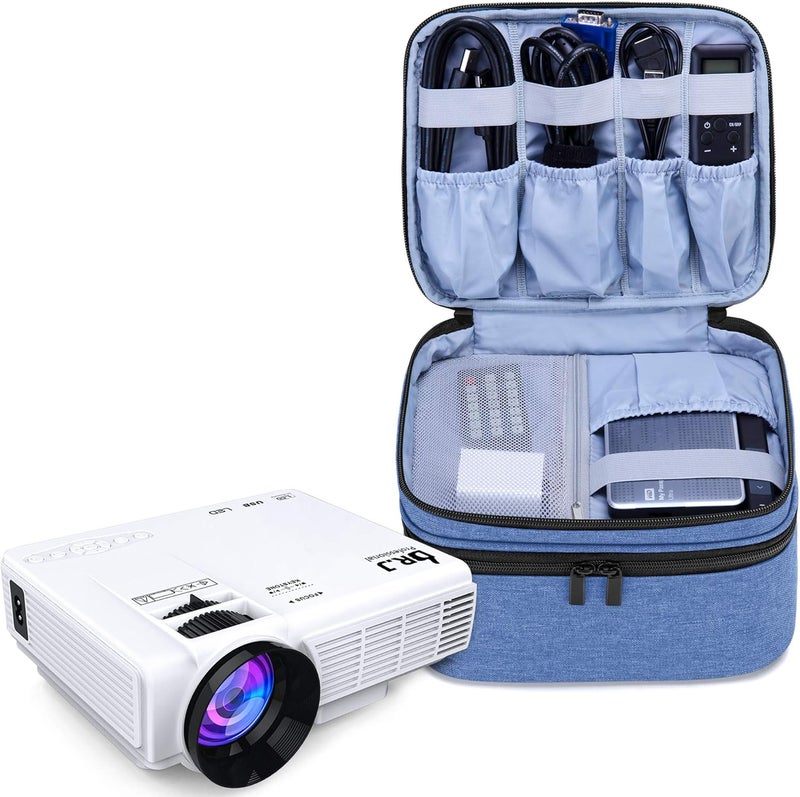 LUXJA Carrying Bag Compatible with DR.J Mini Projector, Portable Case for Mini Projector and Accessories, Blue - Image 1