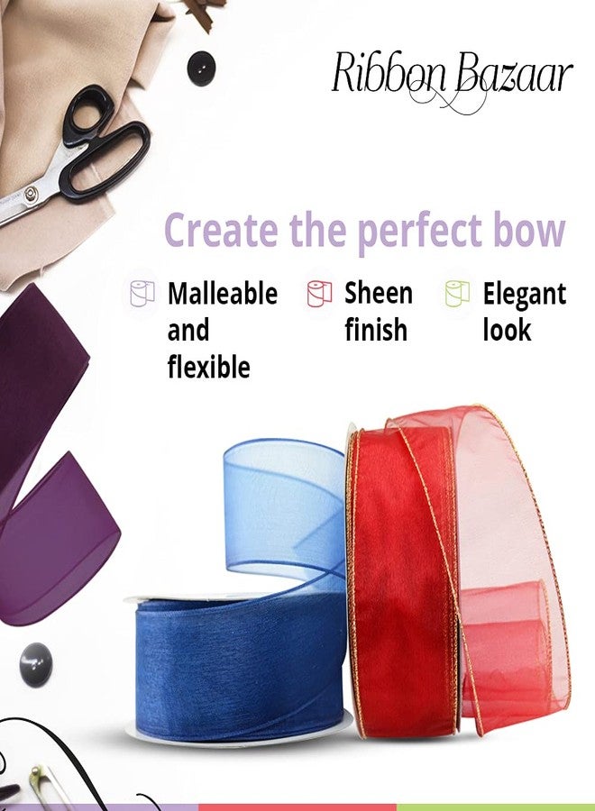 Ribbon Bazaar شريط أورجانزا شفاف سلكي من ريبون بازار - شريط ذو حواف سلكية لتزيين الزهور، وتنسيق الطاولات، وتزيين الملابس، والمزيد - بكرة برتقالية مقاس 1.5 بوصة بطول 25 ياردة - Image 3