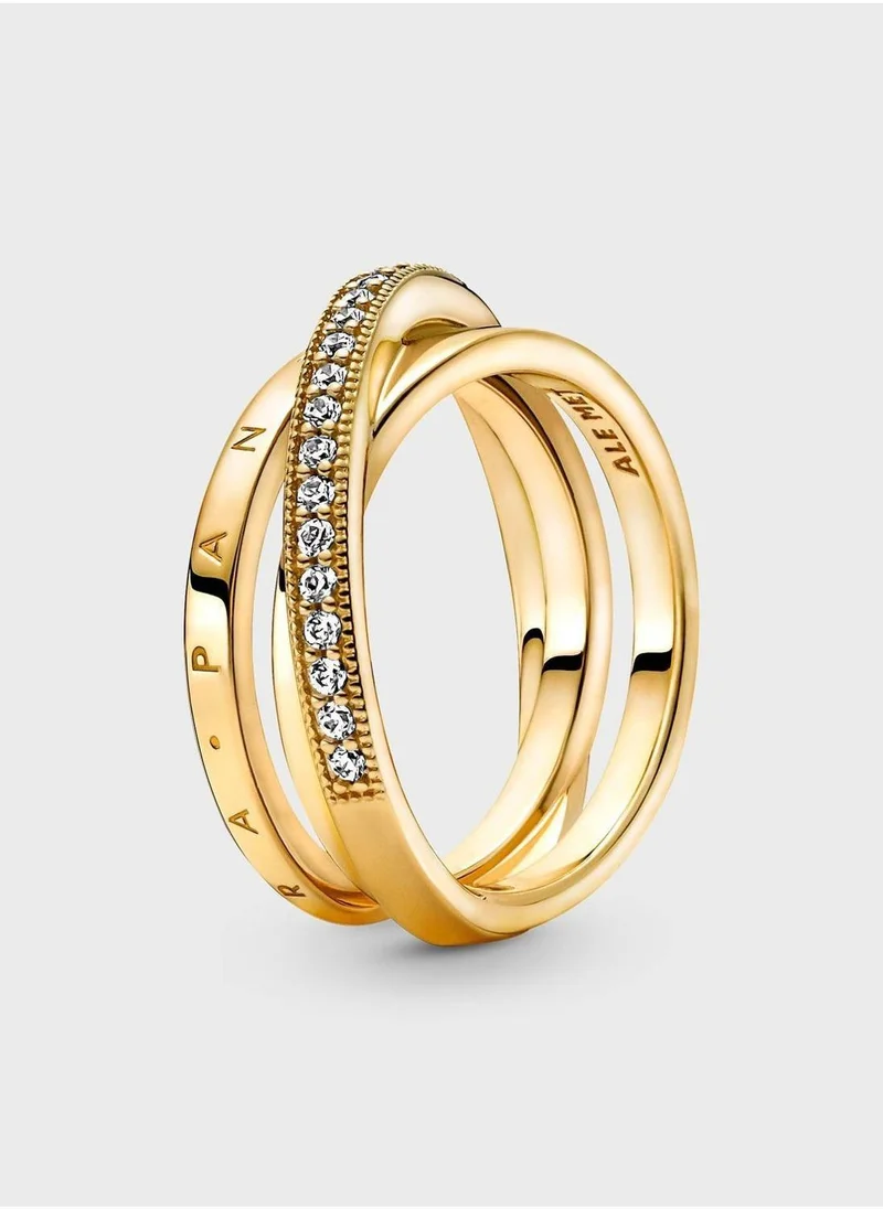 PANDORA Crossover PavÃ© Triple Band Ring