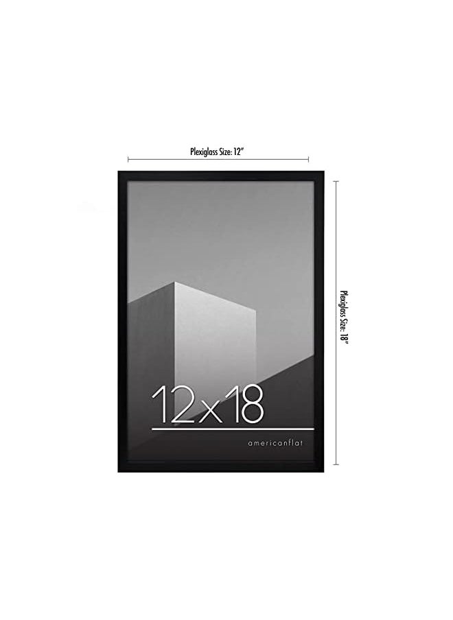 Americanflat - 12x18 Poster Frame in Black - Thin Border Photo Frame with Polished Plexiglass - Horizontal and Vertical Formats for Wall - Image 1