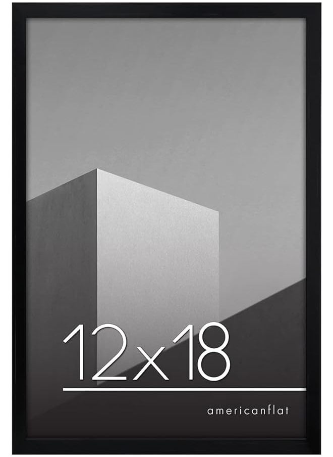 Americanflat - 12x18 Poster Frame in Black - Thin Border Photo Frame with Polished Plexiglass - Horizontal and Vertical Formats for Wall - Image 1
