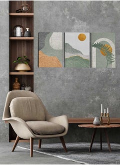 LOWHA Set Of 3 Framed Canvas Wall Arts Stretched Over Wooden Frame, Tree and Moon Paintings, For Home, Living Room, Office Decor  - Image 1