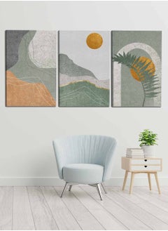 LOWHA Set Of 3 Framed Canvas Wall Arts Stretched Over Wooden Frame, Tree and Moon Paintings, For Home, Living Room, Office Decor  - Image 4