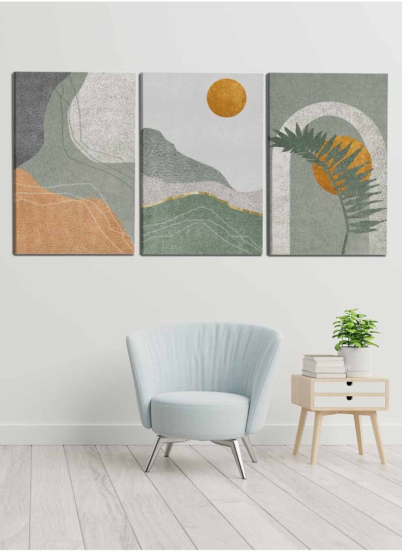 LOWHA Set Of 3 Framed Canvas Wall Arts Stretched Over Wooden Frame, Tree and Moon Paintings, For Home, Living Room, Office Decor  - Image 4