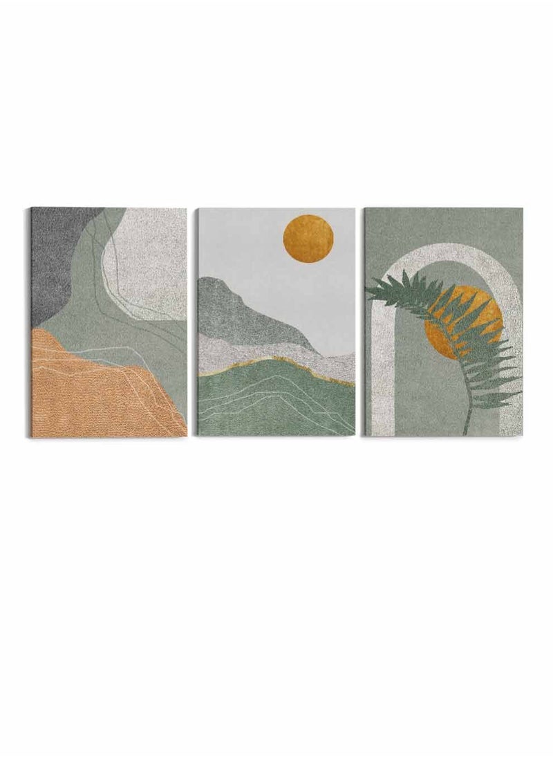 LOWHA Set Of 3 Framed Canvas Wall Arts Stretched Over Wooden Frame, Tree and Moon Paintings, For Home, Living Room, Office Decor  - Image 5