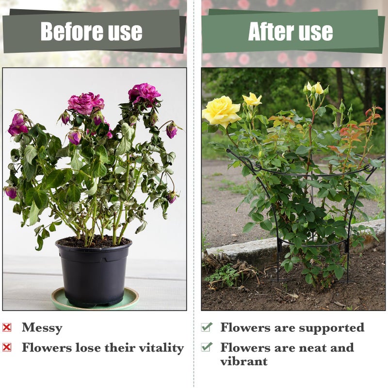 VICAMB 2 Pack Large Peony Cages and Supports,23.2" H X 13.4" D Metal Peony Support Rings,Tall Plant Support Garden Stakes for Outdoor Plants and Other Flopping Flowers - Image 4
