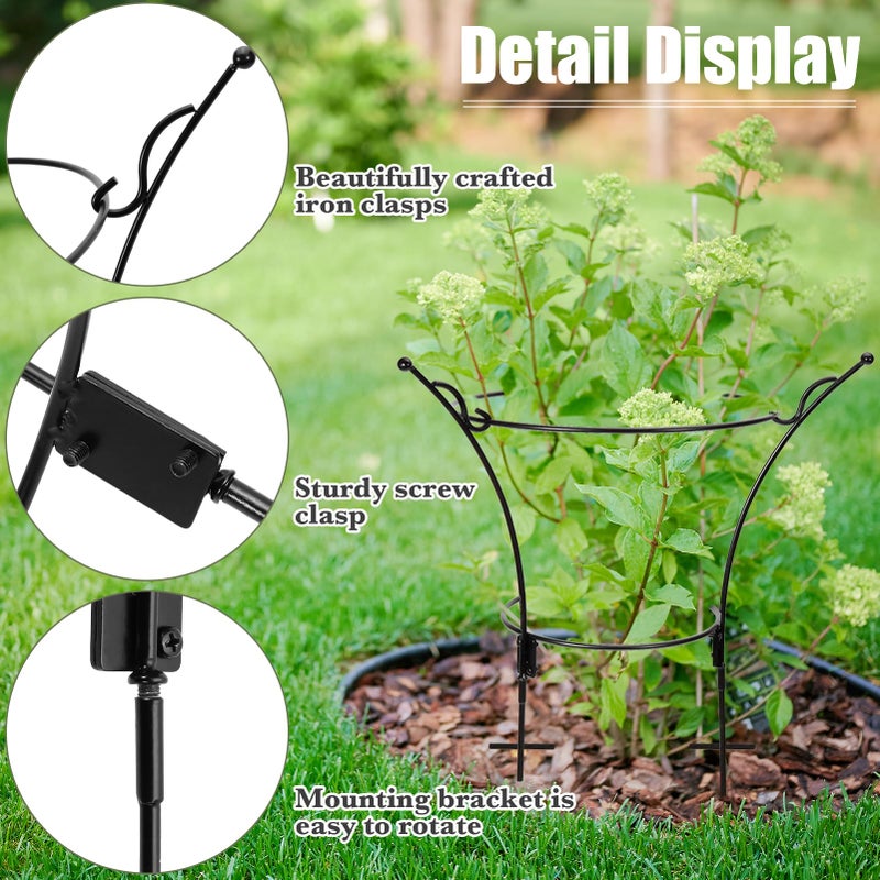 VICAMB 2 Pack Large Peony Cages and Supports,23.2" H X 13.4" D Metal Peony Support Rings,Tall Plant Support Garden Stakes for Outdoor Plants and Other Flopping Flowers - Image 5