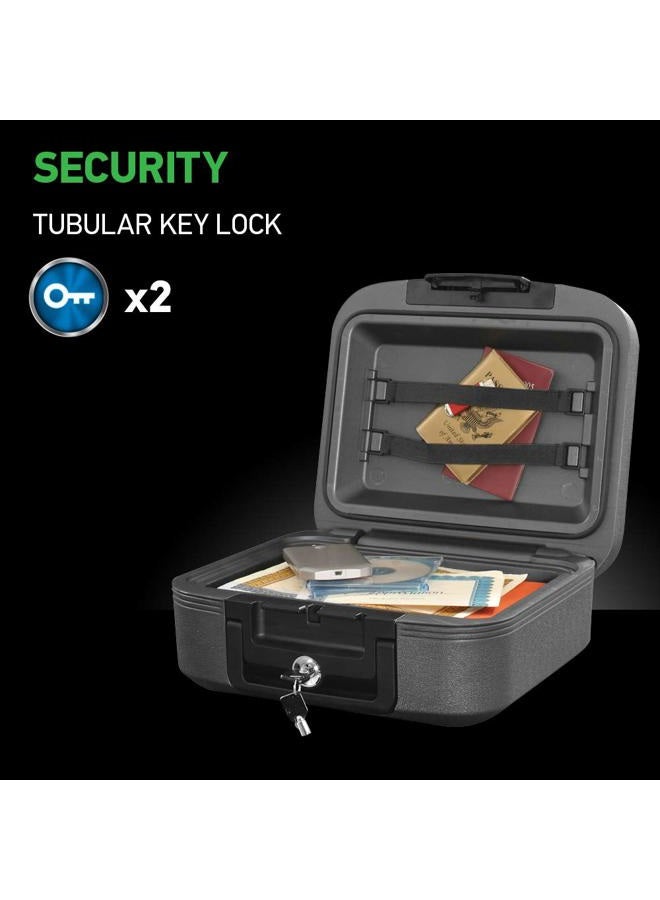 SentrySafe Charcoal Gray Fireproof and Waterproof Safe Box with Key Lock, Portable Chest for Money, Passport, 0.28 Cubic Feet, 6.6 x 15.4 x 14.3 Inches, CHW20221 - Image 4
