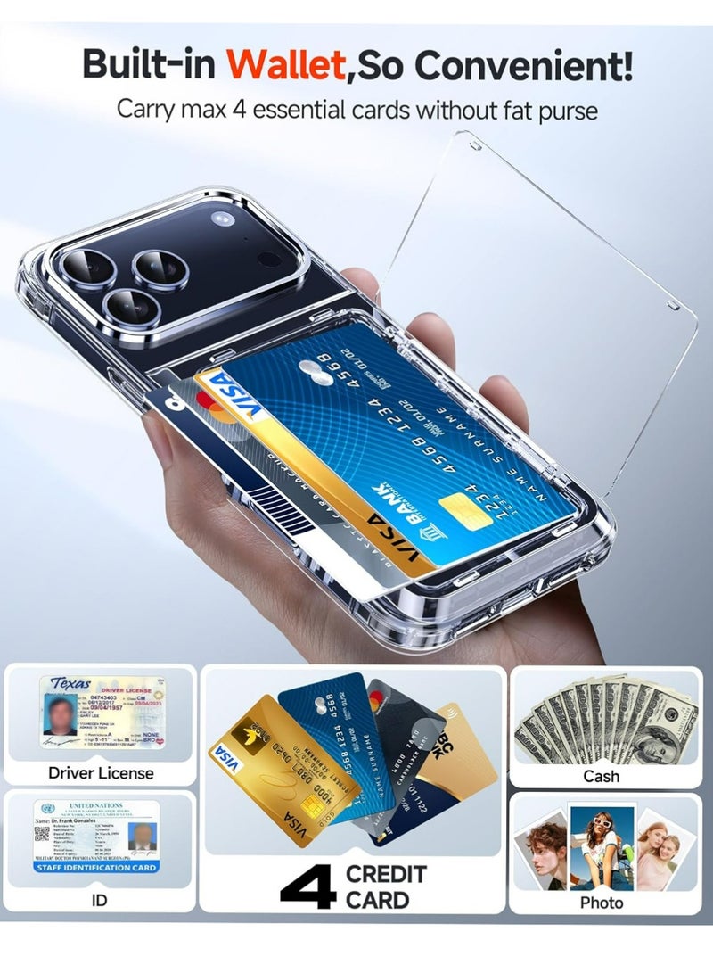 PULUZ iPhone 17-Pro-Max Cases: Clear Wallet Credit Card Holder Cover Women i Phone 17pro Promax Funda para iPhone17 Maxcase Military Grade Drop Proof Men Hard Estuche iohone 17promax, Transparent - Image 2