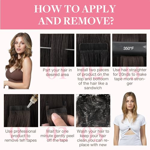 Googoo GOO GOO Tape in Hair Extensions Human Hair, 2/6/18 Balayage Brown to Dirty Blonde, 20inch 50g 20pcs, Thick Ends Straight Seamless, Invisible - Image 5