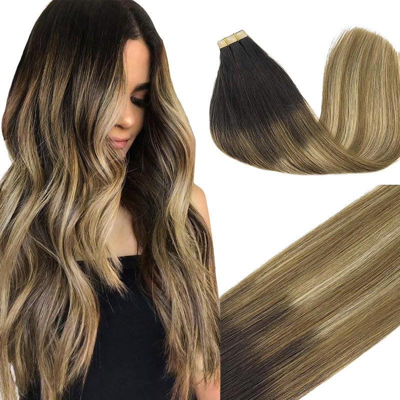 Googoo GOO GOO Tape in Hair Extensions Human Hair, 2/6/18 Balayage Brown to Dirty Blonde, 20inch 50g 20pcs, Thick Ends Straight Seamless, Invisible - Image 3