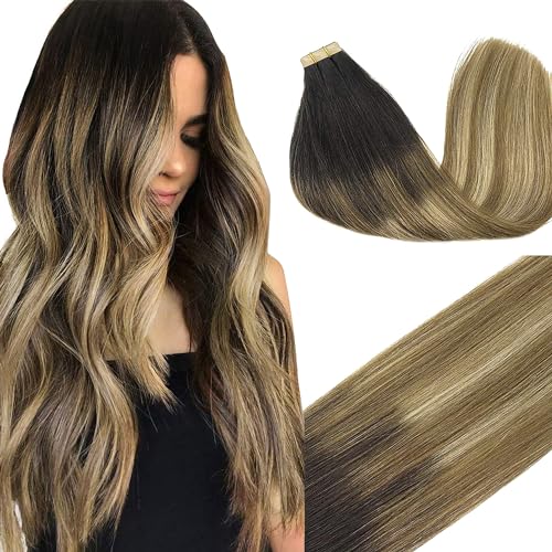 Googoo GOO GOO Tape in Hair Extensions Human Hair, 2/6/18 Balayage Brown to Dirty Blonde, 20inch 50g 20pcs, Thick Ends Straight Seamless, Invisible - Image 1