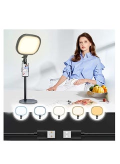 Desk Video Light with Stand, Full-Screen Ring Light for Desk with Phone Holder, Desktop Laptop Ring Light for Video Recording, Live Streaming, Video Conference