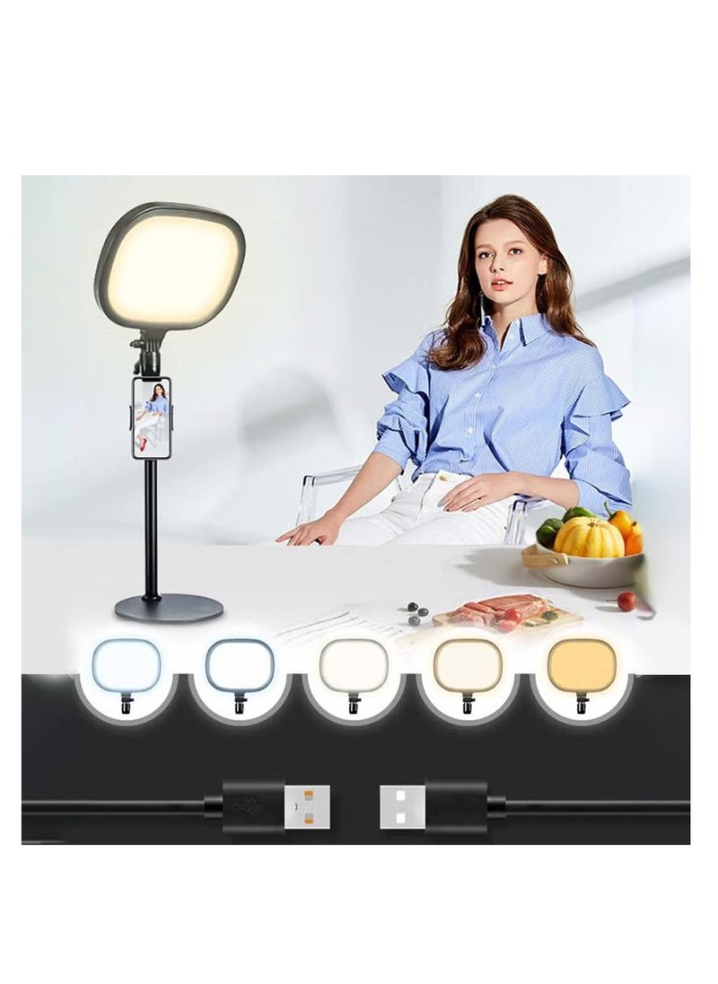 XiuWoo - Desk Video Light with Stand, Full-Screen Ring Light for Desk with Phone Holder, Desktop Laptop Ring Light for Video Recording, Live Streaming, Video Conference - Image 1