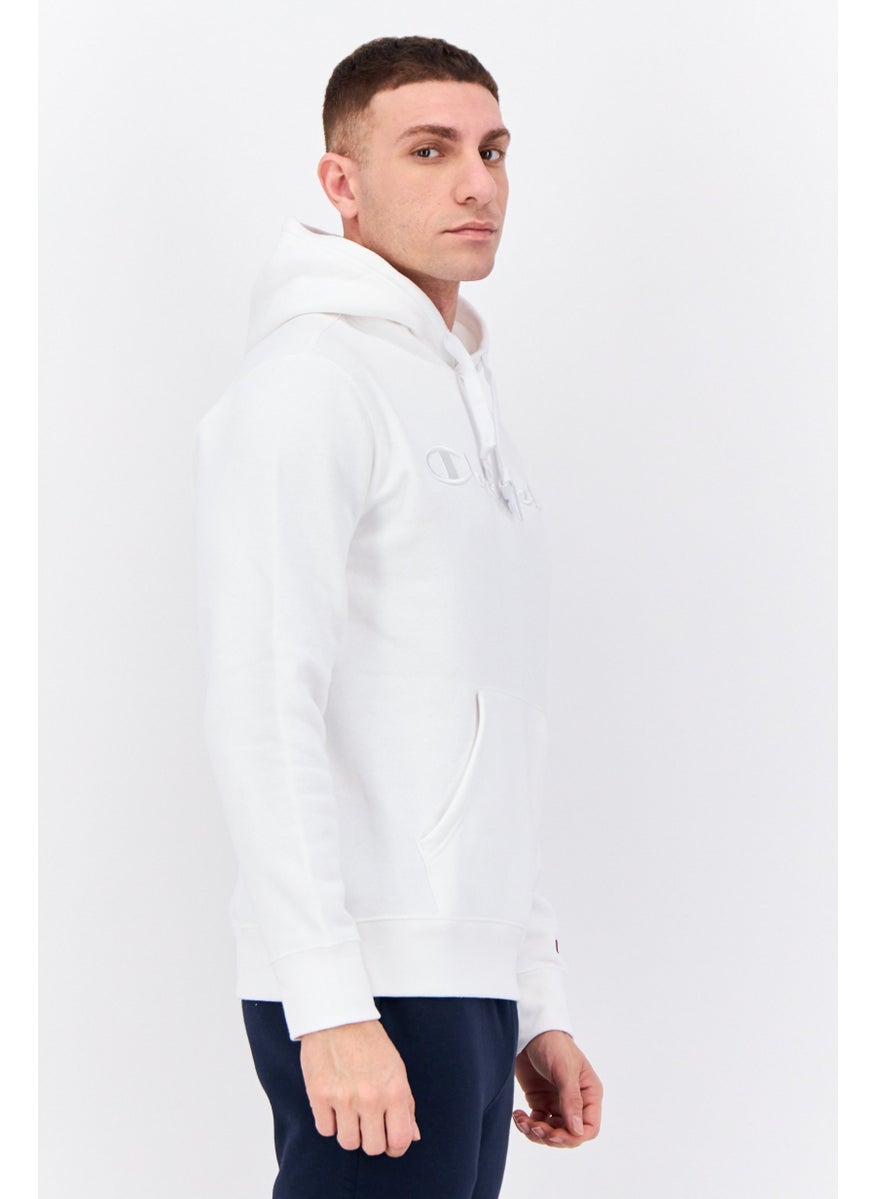 Champion Men Sportswear Fit Long Sleeves Hooded Running Sweatshirt, White  - Image 2