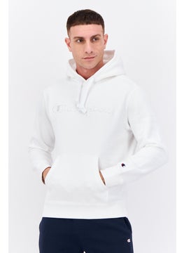 Champion Men Sportswear Fit Long Sleeves Hooded Running Sweatshirt, White  - Image 1