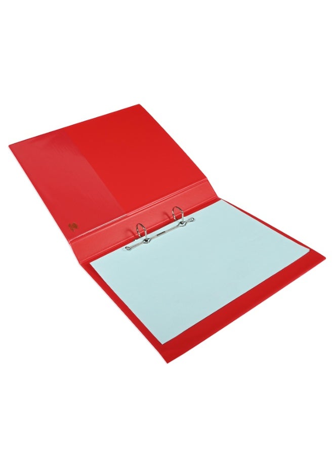 FIS Presentation Binder, 2D Ring Binder, Size Up to A4(210x297mm) Documents, Spine Size 1.50" Inches, Clear PVC Pocket, Easy to Insert Your Cover Design, Red Color-FSBD225DPBRE  - Image 2