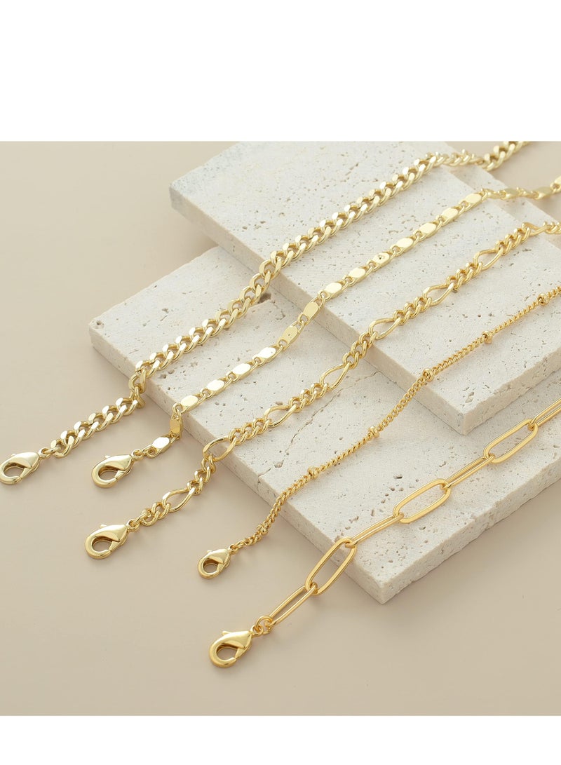 Dainty Gold Chain Bracelets Set for Women 14K Real Gold Plated Link Chain Bracelets for Women Trendy Gold Stackable Cuff Bracelets for Jewelry Gifts Women Adjustable 7"+2"  - Image 4