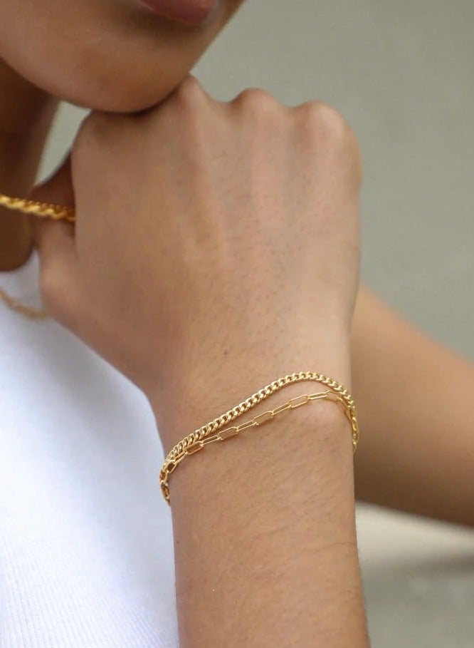 Dainty Gold Chain Bracelets Set for Women 14K Real Gold Plated Link Chain Bracelets for Women Trendy Gold Stackable Cuff Bracelets for Jewelry Gifts Women Adjustable 7"+2"  - Image 5