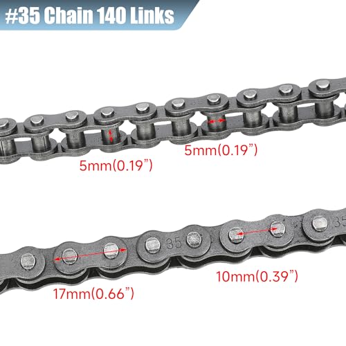 CILOYU 35 Chain 140 Links + Mini Bike Rear Sprocket 65 Tooth Replacement for Coleman CT100U CC100X Baja Doodle Bug DB30 Blitz Dirt Bug Racer Predator 79cc 97cc 98cc 100cc Mini Bike Go Kart Parts - Image 4