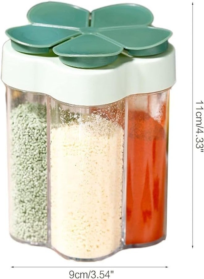 GNOLY Seasoning Spice Jar Container / 5 Compartment Air Tight Seasoning Jar for Kitchen and Dining/Clear Plastic Condiment Container for Camping, Hiking, BBQ, Picnic (2Pcs) - Image 2