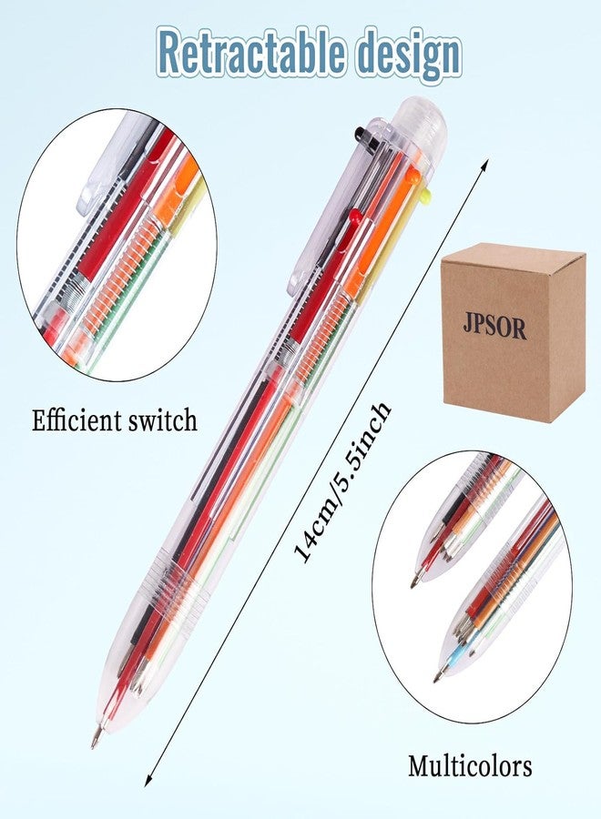 JPSOR 48 Pack Multicolor Pen for Kids 6-in-1, Transparent Barrel Pen 6-Color 0.5mm Retractable Ballpoint Pens for Office School Supplies Students Gift - Image 3