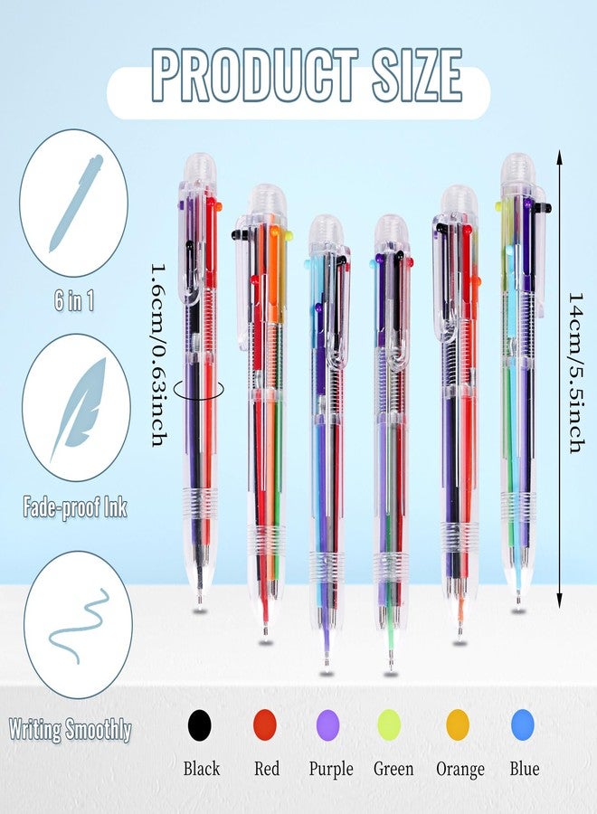 JPSOR 48 Pack Multicolor Pen for Kids 6-in-1, Transparent Barrel Pen 6-Color 0.5mm Retractable Ballpoint Pens for Office School Supplies Students Gift - Image 2
