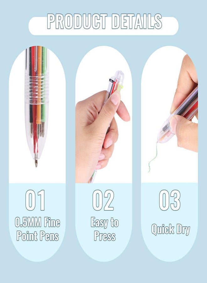 JPSOR 48 Pack Multicolor Pen for Kids 6-in-1, Transparent Barrel Pen 6-Color 0.5mm Retractable Ballpoint Pens for Office School Supplies Students Gift - Image 4