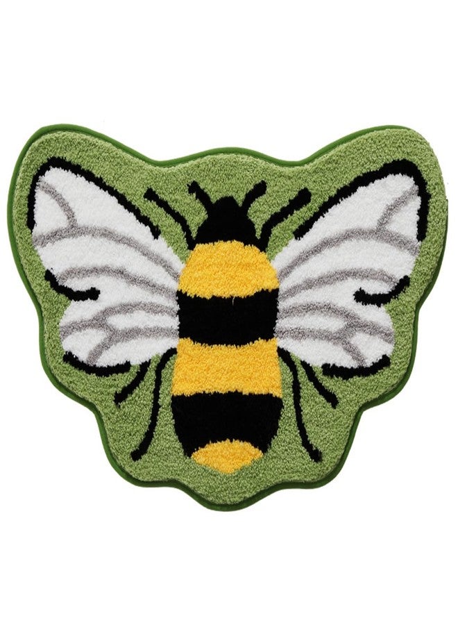 Ankah Shower Rug Bath Mat Forest Series Cartoon Design Bathroom Rug, Fluffy, Soft, Non-Slip, Durable, Absorbent Bath Rug, Irregular Plant Shaped Door Mat and Carpet, 19.68"x 31.49", Bee - Image 2