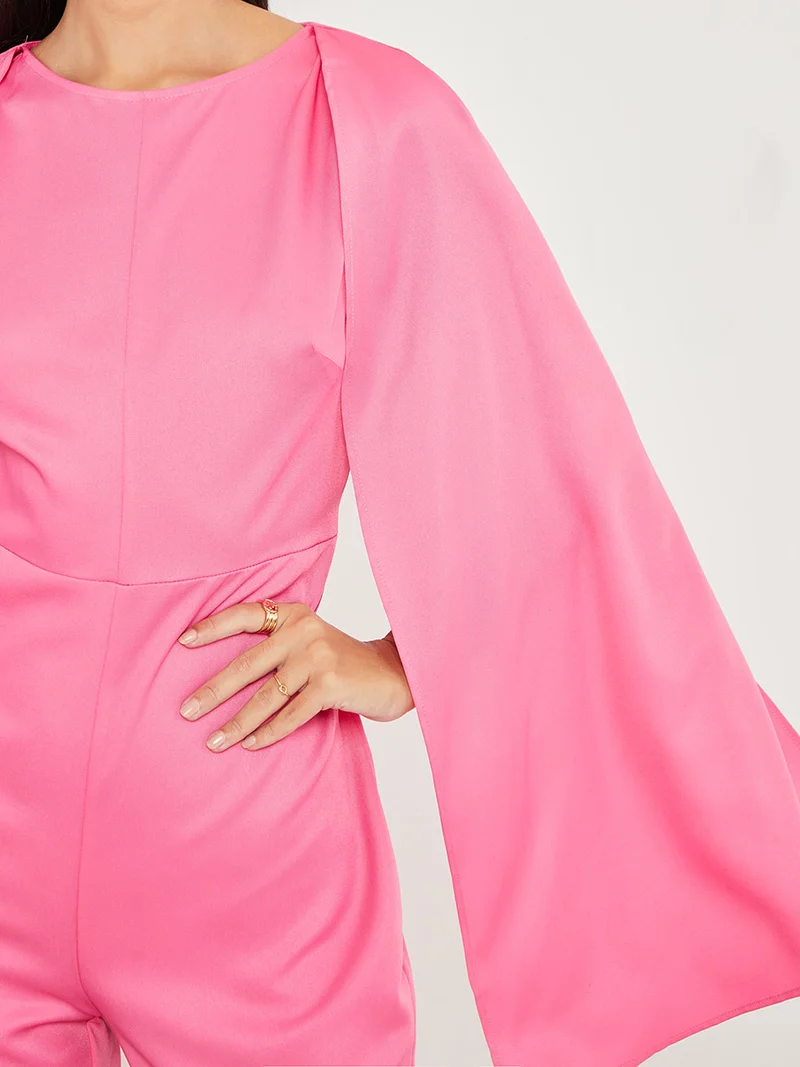 Styli Long Slit Sleeves Wide Leg Jumpsuit